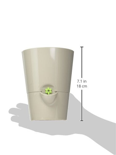 Poétic/Emsa Herb Pot for Fresh Herbs, Self-Watering, Water Level Indicator, Diameter 14 cm, Height 18 cm, Silk Grey, Fresh Herbs