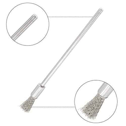 Uenhoy 10 Pieces Extended Stainless Steel Wire Cleaning End Brushes Pen Shaped Polishing Wire Brushes for Rust Paint Removal, 1/8" (3mm) Shank, 1/4" (6mm) End Brush