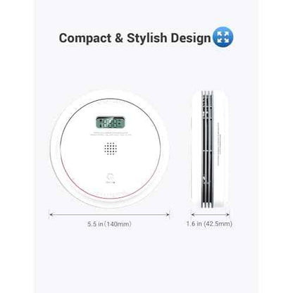 Smoke and Carbon Monoxide Detector Combo 10 Year Battery, Dual Sensor Smoke Alarm Carbon Monoxide Detector with LCD Display for Home, 1 Pack