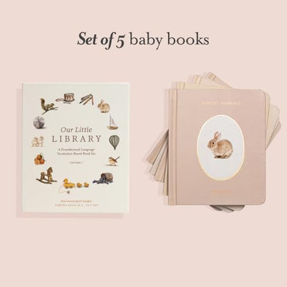 Our Little Library: A Foundational Language Vocabulary Board Book Set for Babies, Including Farm Animals, Forest Animals, Fruits and Veggies, Toys, and Transportation (Our Little Adventures Series)