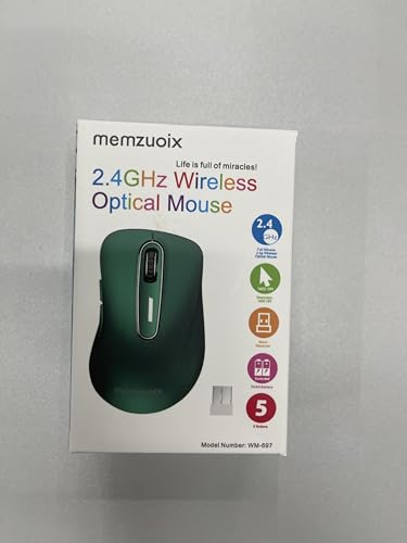 memzuoix 2.4G Wireless Mouse, 1400 DPI Mobile Optical Cordless Mouse with USB Receiver, Portable Computer Mice for Laptop, PC, Desktop, MacBook, 5 Buttons, Red