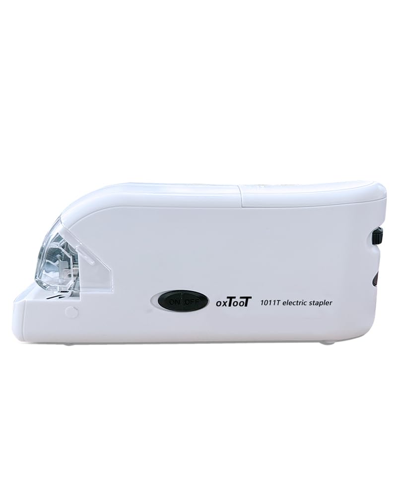 OXTOOT Electric Stapler with Intelligent Dual Power Supply Portable Office Supplies White, Suitable for No. 10 Staplers