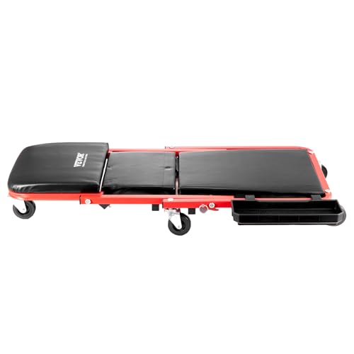 VEVOR Foldable Z Garage Creeper, 36 in, 300 lbs Load Capacity Rolling Folding Mechanic Creeper Stool, with 6 Wheels Tool Tray Padded Seat Steel Frame, Lay Down or Sit Chair for Garage Shop or Home