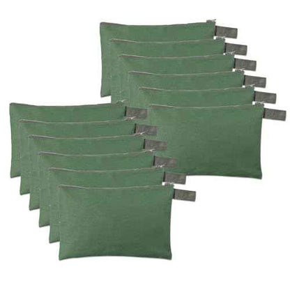 12 Pcs Canvas Tool Bag Pouch 16 oz Heavy Duty Zipper Pouch Bag 11.81 x 7.87 Inch Utility Multipurpose Tote Organizer with Dependable Zipper Storage Organizer for Tool Organization Army Green