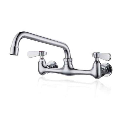 Commercial Kitchen Faucet 8 Inch Center Wall Mount Commercial Sink Faucet with 8 Inch Swivel Spout 2 Dual Handle Laundry & Utility Room Sink Faucets Restaurant Industrial Chrome Mixer Tap