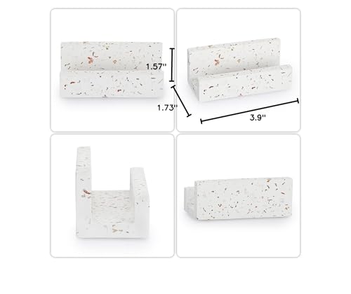 Hipiwe Business Card Holder for Desk Terrazzo Business Card Display Stand Desktop Cards Display Stand for Women Men Concrete Business Card Stand Organizer for Office