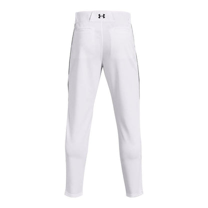 Under Armour Men's Utility Baseball Straight Leg Pant Pipe 22, (100) White/Black/Black, Large