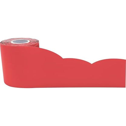 Teacher Created Resources Melon Red Fancy Scallops Rolled Border Trim - 50ft - Decorate Bulletin Boards, Walls, Desks, Windows, Doors, Lockers, Schools, Classrooms, Homeschool & Offices
