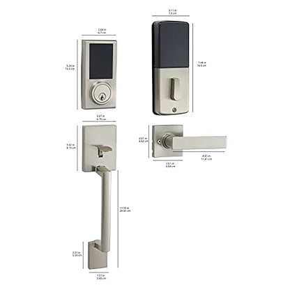 Amazon Basics Grade 3 Electronic Touchscreen Deadbolt Door Keypad Lock with Handleset, Satin Nickel Finish, 133mm H Uppper x 294.5mmL Lower