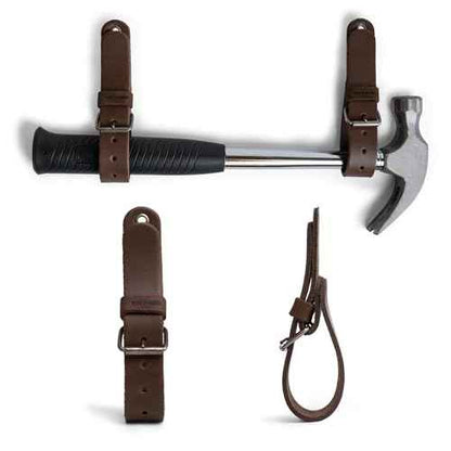 Leather Wall Hanging Straps, Set of 2, Buckle Closure for Axes, Hatchets & Tools, Heavy Duty Tool Hangers, Garage Storage Organization, Axe Mount Holders, Organizer Hooks