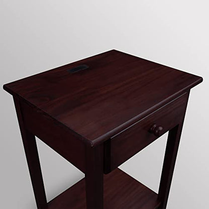 Casual Home Owl Night Stand with USB Port Charging Station and Drawer, 17.5" W x 14.25" D x 24.5" H, Natural Gray