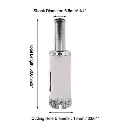 5pcs 1/2-Inch / 13mm Diamond Drill Bits, Small Diamond Hole Saw Hollow Core Drill Bits for Glass Ceramic Porcelain Tiles Marble Granite Quartz