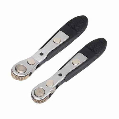 Mini Ratchet Wrench,2 Pieces 1/4 Inch Right Angle Screwdriver with Low Profile,Close Quarters,Offset Reversible Drive Handle for Bits