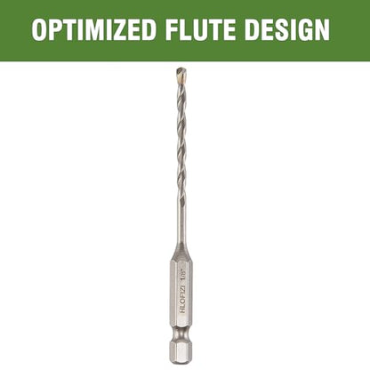 1/8" x 3-1/2" Masonry Drill Bits 1/8 inch Concrete Drill Bits Carbide Tipped for Cement, Brick, Stone, 3 Pack, Hex Shank