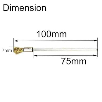 Luo ke 20 Pcs Extended Shank Brass End Brushes, 1/8'' Extra Long Shank Pen Shape Rust Paint Removal Bits Wire Brush for Rotary Tools