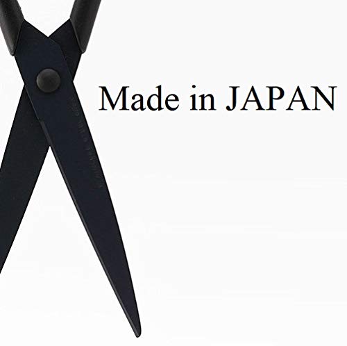 ALLEX Black Scissors All Purpose Sharp Japanese Stainless Steel Blade, Non-Sticking Fluorine Coating Blade for Adhesive Tape, Made in JAPAN