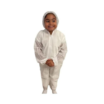 Disposable Children's Coveralls w Hood and elastic wrists, Pack of 5