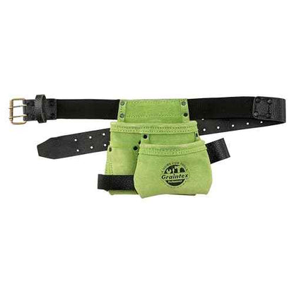 Graintex 4 Pocket Children Tool Pouch Suede Leather with Leather Belt and Hammer Loop