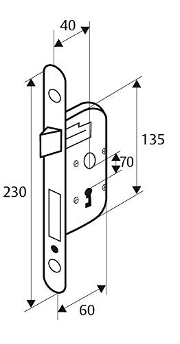 Yale Mortice Lock with Key, Axle 40mm, Chest 135mm - Certified NF Level 2 - Y75R-A40/B/SC - Reversible, Round Spigot - Interior Door, Bedroom, Office - White, Strike Plate and Key