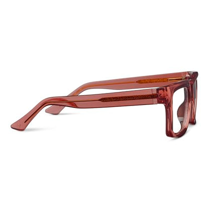 Peepers by PeeperSpecs Women's Spotlight Blue Light Blocking Reading Glasses and No Correction Eyewear Square, Rose, 1.25