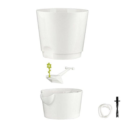 Poétic/Emsa Herb Pot for Fresh Herbs, Self-Watering, Water Level Indicator, Diameter 14 cm, Height 18 cm, Silk Grey, Fresh Herbs