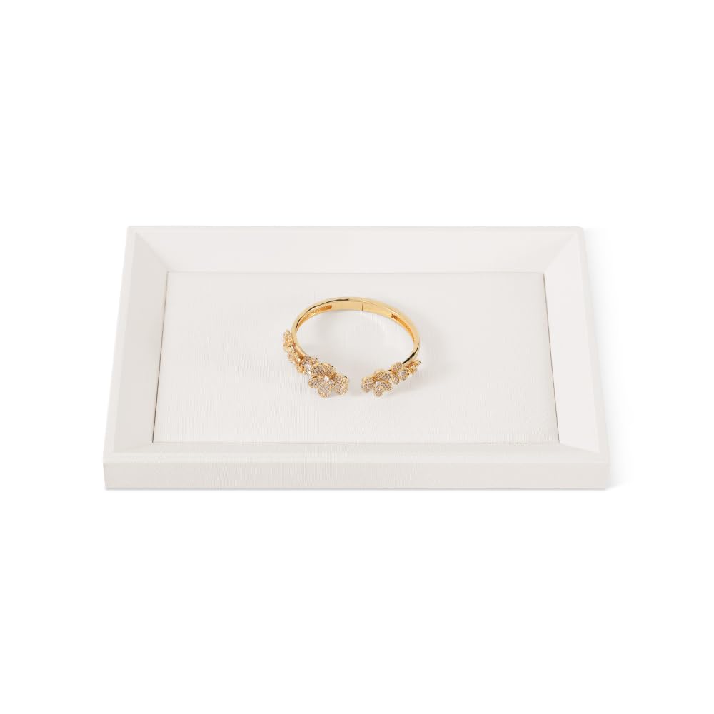 Yinbeini Jewelry Trays, Leather Tray, Luxury White Jewelry Organizer Tray For Necklace,Earring,Ring,Flat Jewelry Organizer For Dresser
