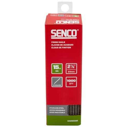 SENCO DA25EGBR 2-1/2" 15 Gauge Angled Finish Nails, Stainless Steel Finish 1,000 Count Pack