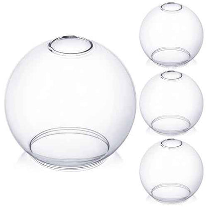 4 Pack Fixture Replacement Globe Shade 6 Inch Diameter E26 Base 1-5/8 Inch Fitter Round Glass Globe Lampshade Cover for Pendant Wall Sconce Chandelier Vanity Light(Clear)