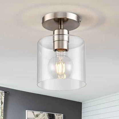 Brushed Nickel Semi Flush Mount Ceiling Light,Modern Ceiling Light Fixture for Closet Hallway Entryway,Hallway Light Fixture Brushed Nickel Finish 2 Pack