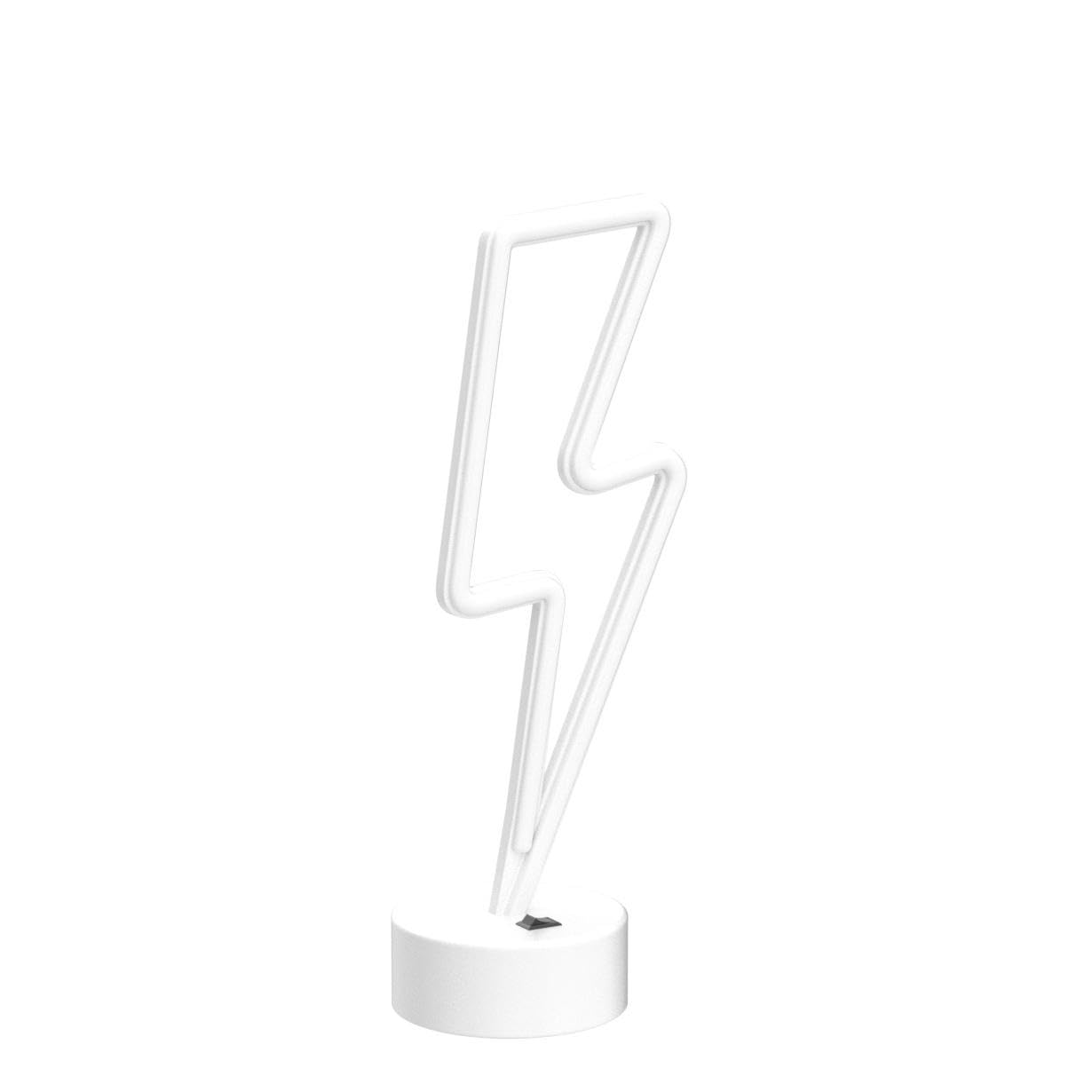 VIFULIN Pink Lightning Bolt Neon Sign, Aesthetic Room Decor for Bedroom, Battery/USB Operated LED Light with Base