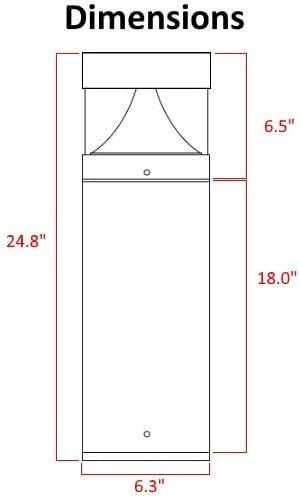 HARRRRD LED Bollard Landscape Lights 25" 10W 5000K 120V-277V Commercial/Residential Modern Ballard Lighting Fixture for Garden, Pathway, Driveway Electric Light. ETL Listed.