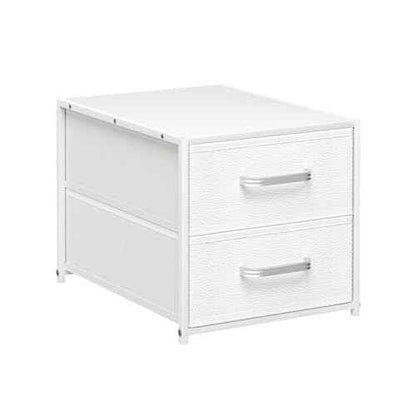 Stackable Storage Drawers - 2 Tier Closet Drawers, Closet Organizer with Metal Handles, Night Stand with Collapsible Bins, Fabric Dresser for Bedroom, Dorm, Office, White, 1 Pack