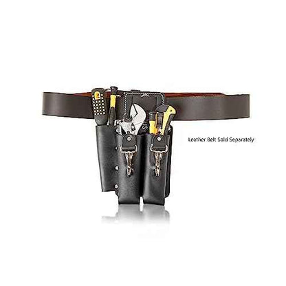 LAUTUS Leather Tool Holder with 3 Pockets for Pliers, Folding Rule, Screwdriver and Knife Snap, Fits Belts up to 2-Inch Wide