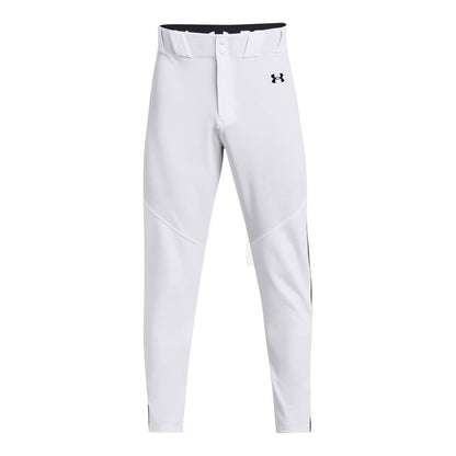 Under Armour Men's Utility Baseball Straight Leg Pant Pipe 22, (100) White/Black/Black, Large
