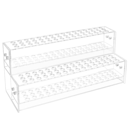 96-Slots Acrylic Pen Holder,2-Tier Pen Display Stand for Craft Shows,12mm Beadable Pens Stand Paint Brush Holder Pencil Organizer Makeup Brush Rack Art Brush Organizer for Office Desk School Supplies