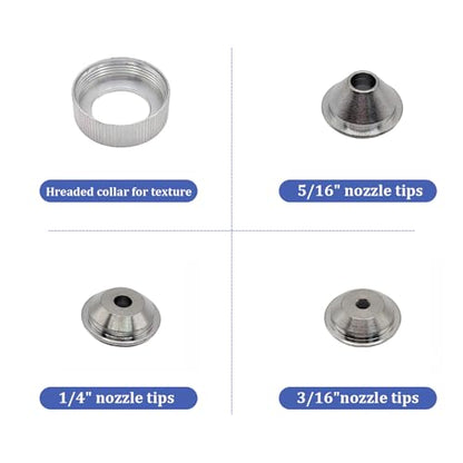 Texture Sprayer Orifice Tip Set for Wal-Board Drywall Texture Hoppers Guns Professional for Wal-Board Drywall, 3Pcs Nozzle Tips 1Pc Threaded Collar