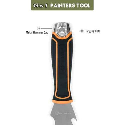ROLLINGDOG 14-IN-1 Painter's Tool, Stainless Paint Scraper, Paint Roller Cleaner, Putty Knife, Multi-Use Painters Tool