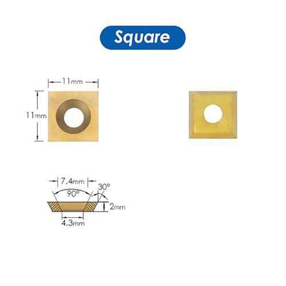 TASP Titanium Coated Carbide Cutter Inserts for Wood Turning Tools,11x11mm,Pack of 10,Square