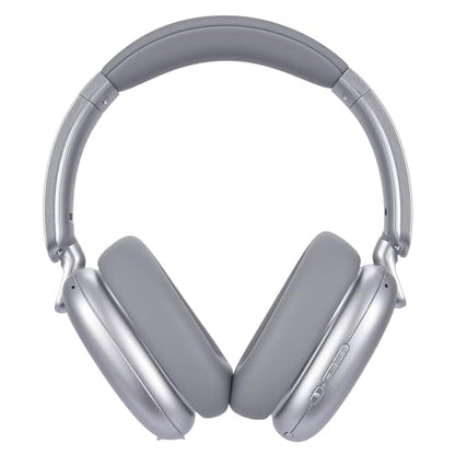 RORSOU C6 Active Noise Cancelling Headphones, Wireless Over Ear Bluetooth Headphones, 60H Playtime, Lightweight Folding Deep Bass Comfort Fit Ear Cups Headset with Mic for iPad/Travel/PC/Home Silver