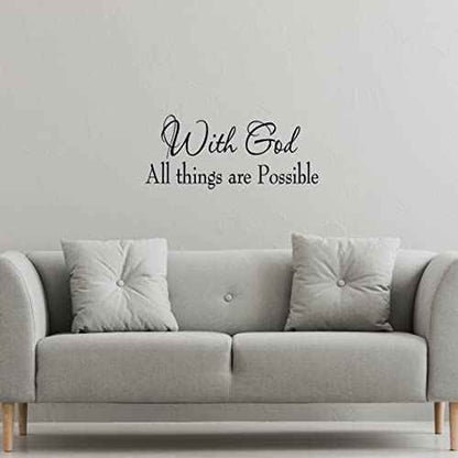 with God All Things are Possible Faith Wall Decals Religious Quotes Family Scripture Home D?cor Christian Vinyl Wall Art