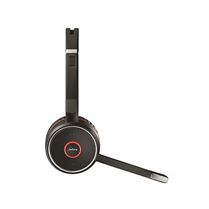 Jabra Evolve 75 UC Stereo Wireless Bluetooth Headset/Music Headphones Including Link 370 (U.S. Retail Packaging), Black