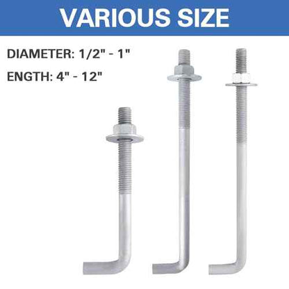 1/2¡± x 10¡± Concrete Anchor Bolts (25 Pack) L Shaped, Hot-Dip Galvanized