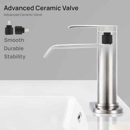 GAGALIFE Bathroom Faucet 1 Hole, Brushed Nickel Bathroom Sink Faucet with Metal Pop-up Drain Supply Lines and Deck, Modern Waterfall Bathroom Faucets Single Handle, JJL-MP-7001BN