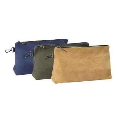 Waxed Canvas Tool Pouch, Heavy Duty Tool Bag with Smooth Zipper & Multipurpose Pouch Tote Bag with Carabiner