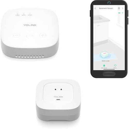 YoLink Smart Home Starter Kit: SpeakerHub & Water Leak Sensor 4 with 105dB Audio Alarm 1-Pack, SMS/Text, Email & Push Notifications, Freeze Warning, LoRa Up to 1/4 Mile Open-Air Range, w/Alexa, IFTTT