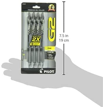 Pilot G2 Premium Gel Roller Pens 0.7, Fine Point Smooth Writing Pens Black, Pack of 4