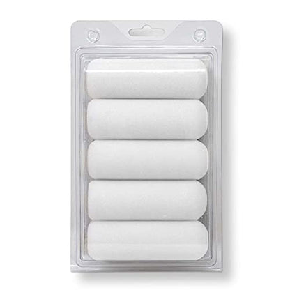 FoamPRO 163-P, 165-5 | 4” Fine Finish Foam Roller Refills (5 Pack) | Foam Paint Roller Covers | Home Painting Supplies & Paint Tools