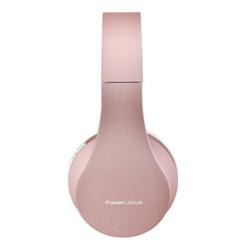 PowerLocus Wireless Bluetooth Over-Ear Stereo Foldable Headphones, Wired Headsets with Built-in Microphone for iPhone, Samsung, LG, iPad (Rose Gold)