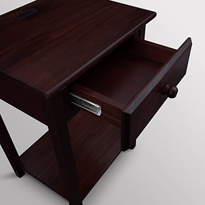Casual Home Owl Night Stand with USB Port Charging Station and Drawer, 17.5" W x 14.25" D x 24.5" H, Natural Gray