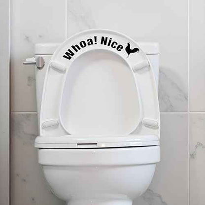 Funny Cock Toilet Stickers, Whoa Nice Toilet Sticker Decal, Waterproof Vinyl Wall Art Sign Decor, Removable Self-Adhesive Toilets Seat Quote Murals for Restroom Door Seat Decoration, Accessories